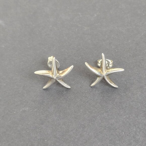 Vtg Starfish 925 Sterling Silver Sea Life Stud Post Earrings Nautical Beach 1.8g - Picture 8 of 9